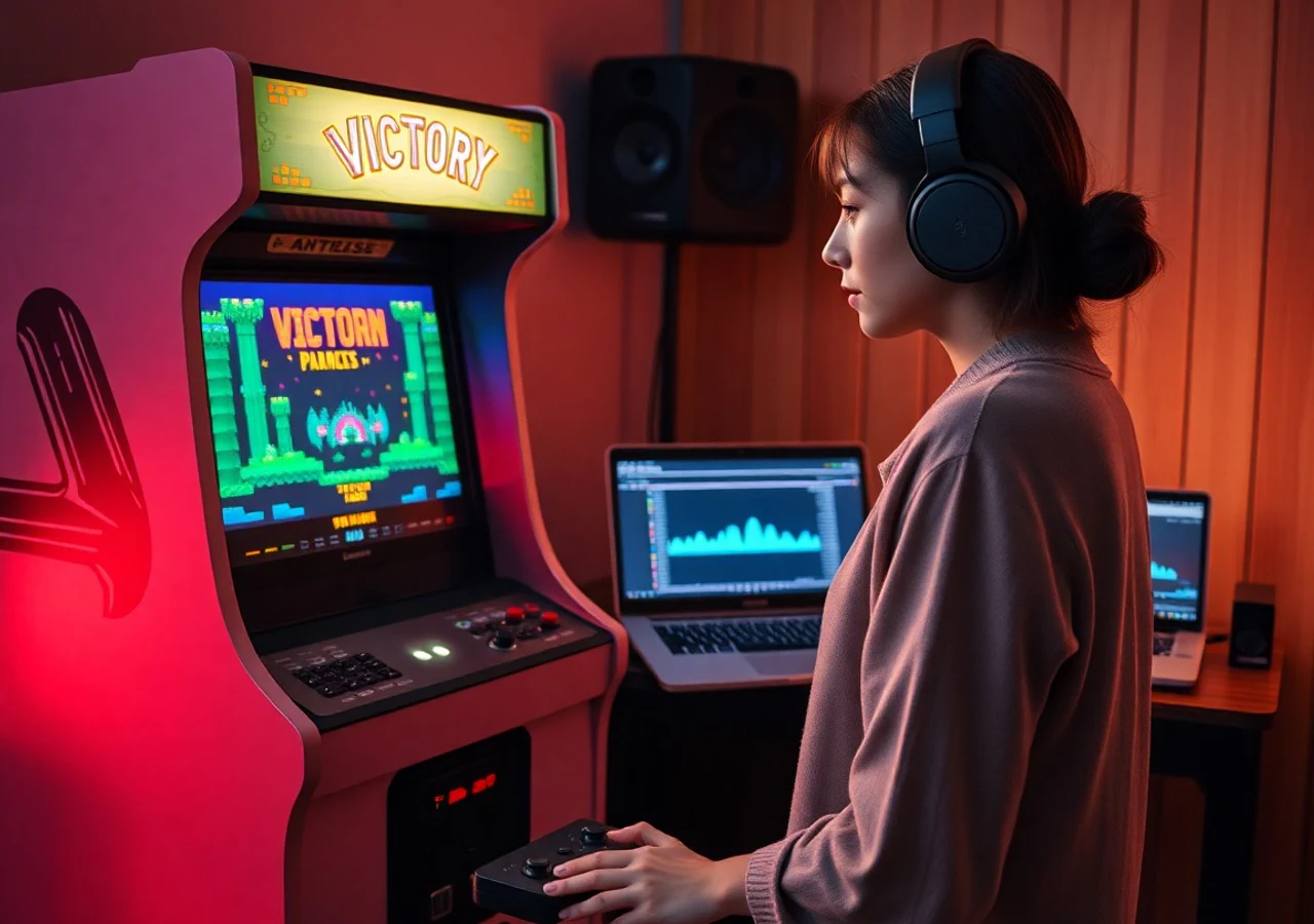 短い完成済み8-bit loopを表示するarcade cue editor