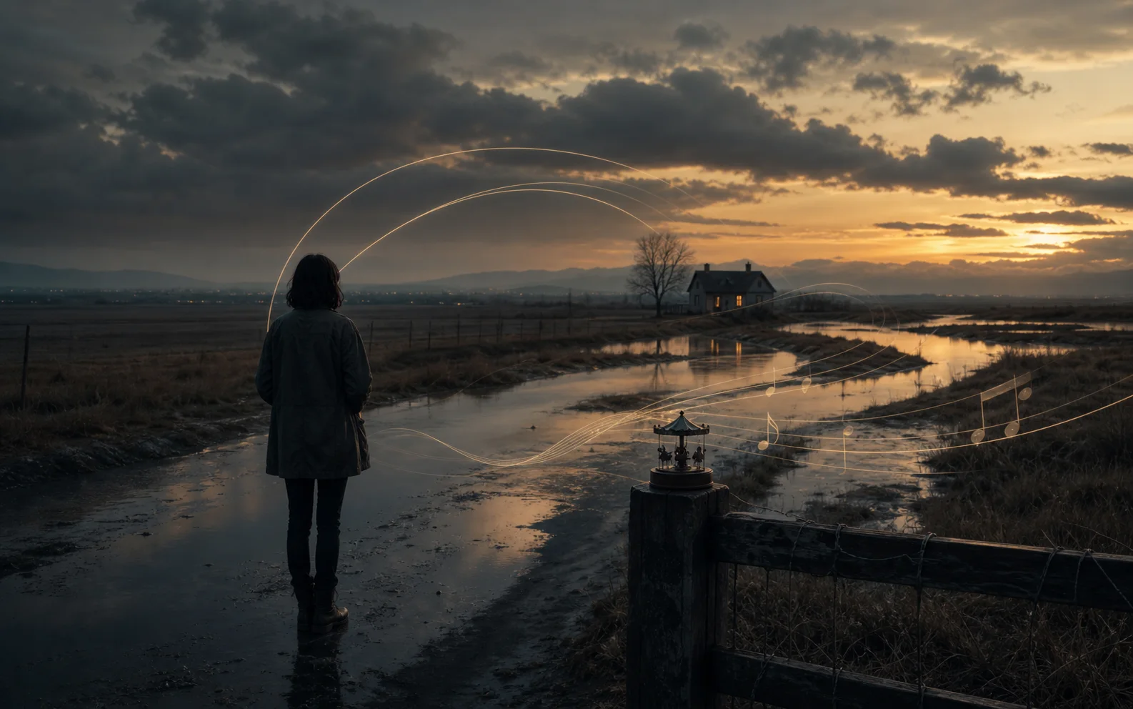 Moodboard Country cinematográfico que conecta personaje solitario, paisaje, objetos de memoria y arco musical