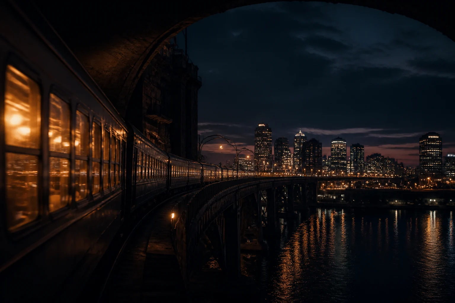 Cinematic movement storyboard flowing from a narrow nocturnal space into a wide electronic energy release