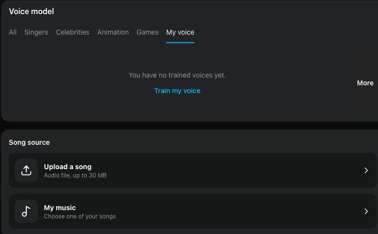 The My voice category available in the cover voice picker